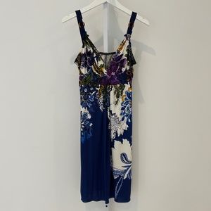 ELIE TAHARI NAVY FLORAL DRESS SIZE SMALL